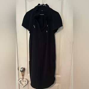 Hugo Boss Elegant Black Dress with Ties at Neck